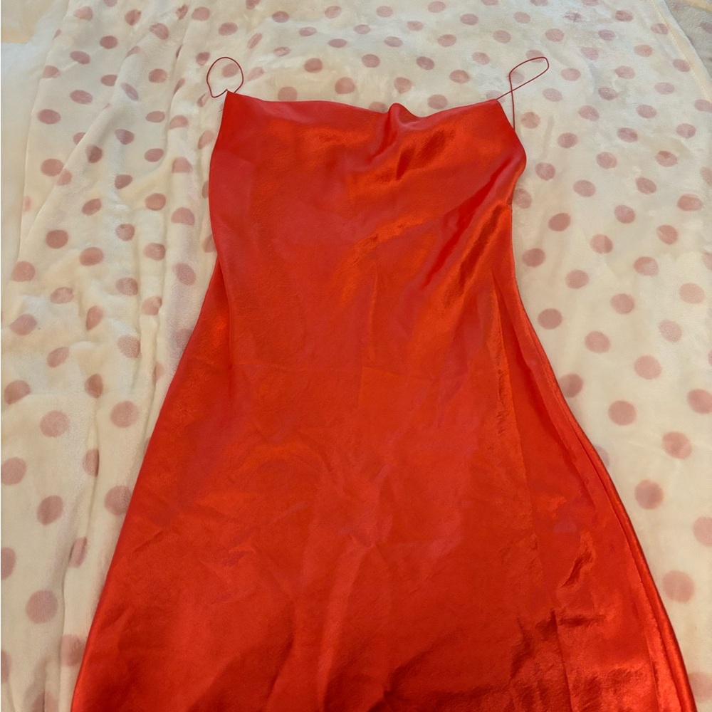 Double Zero Orange Satin Mini Dress